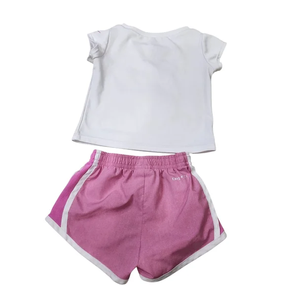 Nike Toddler Dri-FIT 2-Piece Outfit Love To Play Pink White Size 12M - Picture 2 of 5